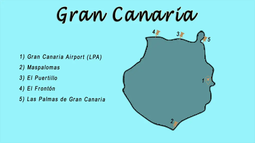 Kart over beste surfestrender på Gran Canaria